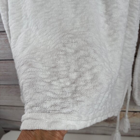 Lilly Pulitzer Jody Sweater Lightweight Textured Tassels White Large - Picture 5 of 11